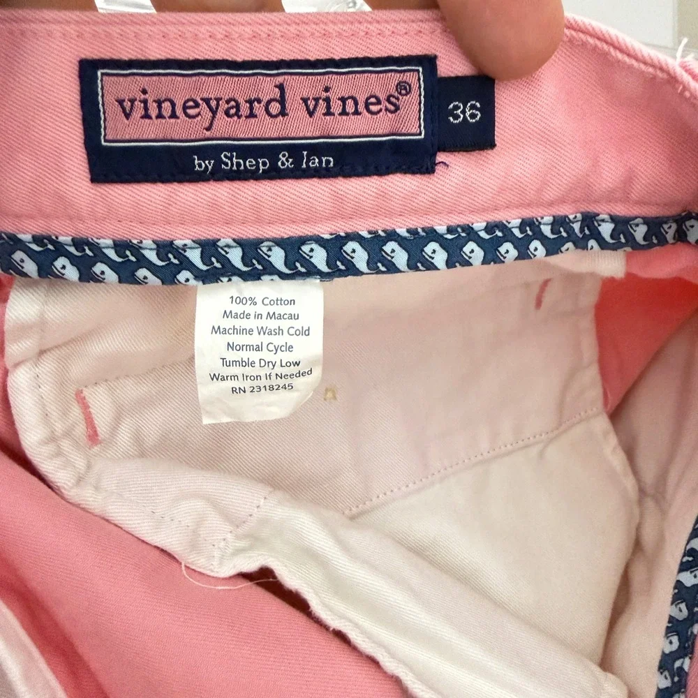Vineyard Vines Breaker Shorts Mens 36 Pink Cotton Twill Flat Front 8
